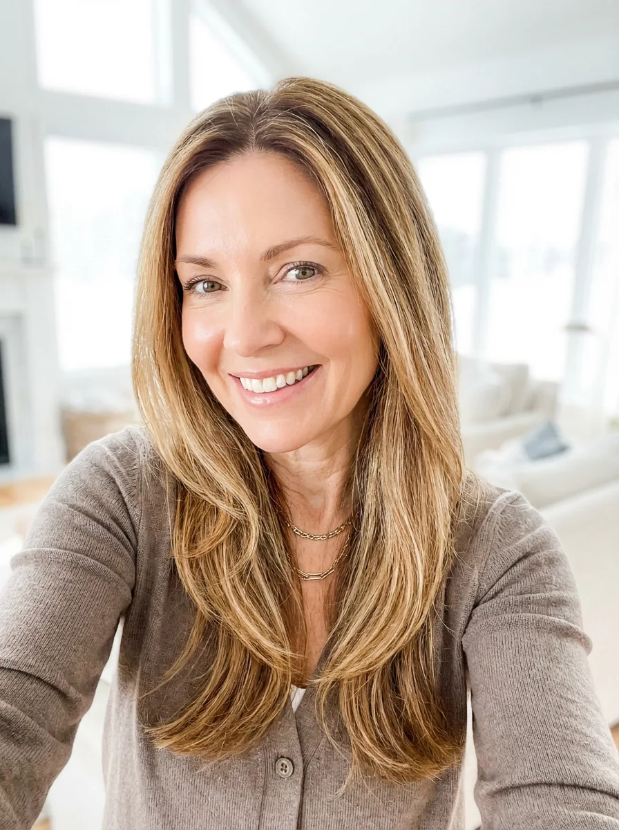 Long Layers with Golden Honey Blonde Highlights